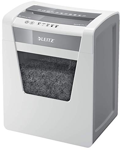 Leitz IQ Office Aktenvernichter CH, Mikroschnitt, Sicherheitsstufe P5, 10 Blatt Kapazität, 23L Abfallbehälter, mit Schweizer Netzstecker, Weiß, 80022000