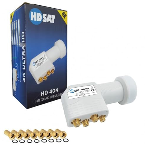 HDSAT HD404 LNB Quad Full HD 4K Testa Parabola 4 uscite 0,1dB + 8 spine F