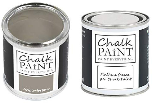 CHALK PAINT EVERYTHING Grigio Tortora & FINITURA - Kit Pronto Vernicia e Proteggi (250 ml + 250 ml)