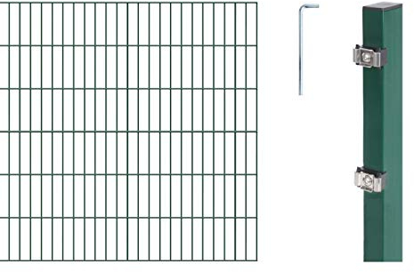 Alberts 649999 Doppelstabmattenzaun als 26 tlg. Zaun-Komplettset | verschiedene Längen und Höhen | grün | Höhe 120 cm | Länge 24 m
