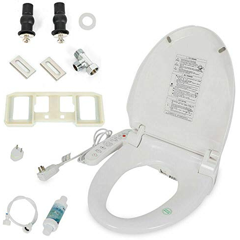 RibasuBB Bidet-WC-Aufsatz, Elektrisch Bidet Toilettenaufsatz mit Vierstufige Temperaturregelung, Schwimmerschalter, Temperatursensor, Dual Sprühdüse, Einfach zu bedienen