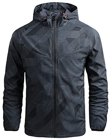 Men's Waterproof Rain Jacket, Lightweight Rain Coat, Raincoat with Hood for Golf Hiking Outdoor Windbreaker Jacket(Dark Gray,3X-Large)