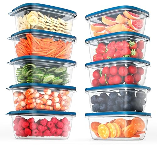 EFISH set da 10 in scatola di plastica rettangolare con coperchio. Scatola per alimenti,set di contenitori,contenitore per alimenti,contenitore per alimenti in plastica,1000ml