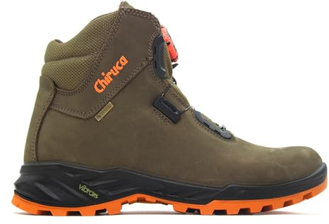CHIRUCA - Botas de goretex,impermeable,boa,cierre con botón,suela vibram,de montaña,senderismo,campo, para: Hombre color: KAKI talla:39