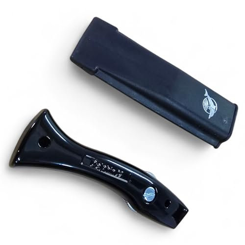 Dolphin - Mango de corte de alfombras, cuchillo de trabajo con funda, color negro, sin cuchillas PTL®