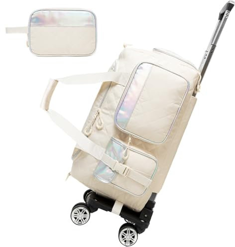 Mujer Bolsa de Viaje Trolley de 4 Ruedas Bolsa de Viaje Blanda con Ruedas Bolsa de Deporte con Ruedas