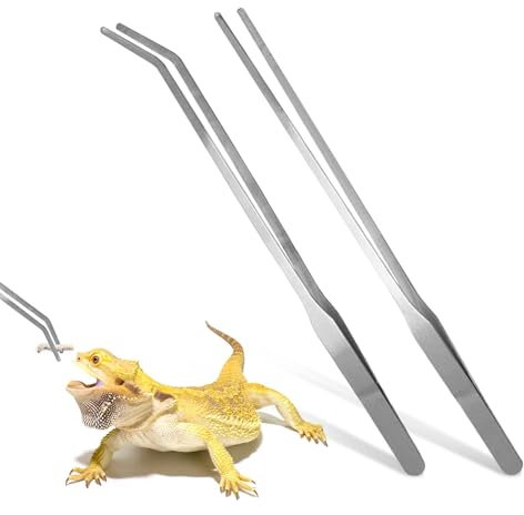 POHOVE Aquarium Pinzette, 2 Stück 27 cm Gerade Pinzette Und Gebogene Spitze Pinzette, Lange Futterzange, Pinzette Lang für Wasserpflanze, Reptilien(Color:Silber)