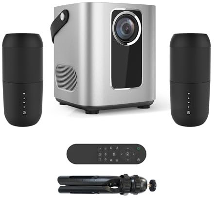 KYF Vidéoprojecteur DLP WiFi Full HD 1080p 6000 Lumens Blanc avec 2 Enceintes Bluetooth LED