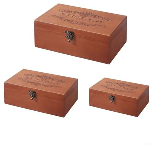 Wooden Storage Box with Lock Perfect for Organizing Small Electronics and Personal Belongings (S)