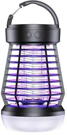 Lampe Anti Moustique,UV Tueur d'Insectes Électrique, Lampe Anti Moustique Rechargeable, Étanchéité IPX5, 2000V, Camping Light, Mosquito Repellent Light,pour Camping, Intérieur Et Extérieur (Noir 1)