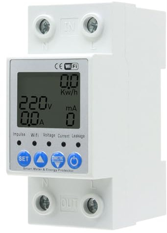 JOYELEC Smart WLAN Stromzähler Hutschiene 1 Phasig 63A 230V(90-250V) Amperemeter Voltmeter WIFI Fernbedienung Wechselstromzähler KWh Zähler Digitaler Energiezähler Strommessgerät
