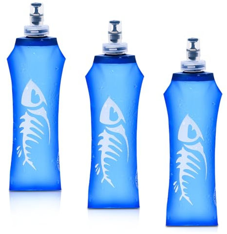 Sporgo Bottiglie pieghevoli: 3 pezzi da 500 ml morbida borraccia morbida Soft Flask, senza BPA, borraccia sportiva pieghevole per bicicletta, escursionismo, corsa, sport all'aria aperta (blu A)