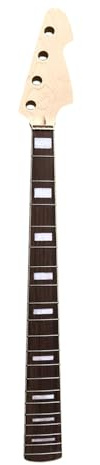 WUQIMUSC Jazz Bass Neck Replacement - 32Scale, 20Frets, Maple/Rosewood Fretboard Block inlay- Bolt-On 65mm Heel, 38mm Nut