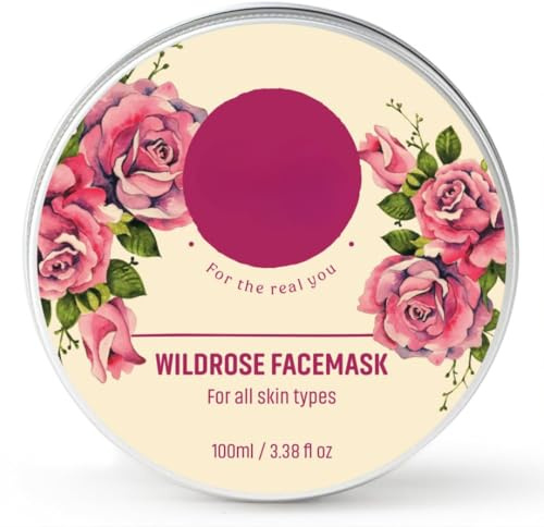 Wild Rose Face Mask For Glowing Skin | Skin Brightening | With Aloe Vera And Rose Water | Goodness Of French Pink Clay | Suitable For All Skin Types | For Men & Women | 100Gm