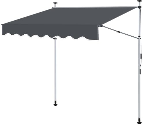 Joparri Tenda da sole a morsetto, larghezza 200 cm, con manovella, tenda da sole per balcone senza foratura, con aste laterali allungate, resistente ai raggi UV, altezza regolabile, protezione solare