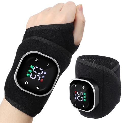 Värmande handledslindning 5 värmenivåer Röd LED justerbar pekskärm Massager | Uppvärmt Handleds- och Tumstöd för användning inomhus, utomhus, hemma, på kontoret, vid sport, spa,