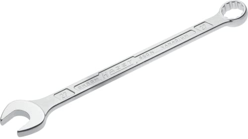 HAZET: Ring-Maulschlüssel 600N-27 verchromt I Ringschlüsselkopf 15 Grad abgewinkelt - Abtrieb: Außen Doppel-Sechskant, Schlüsselweite: 27 mm, Schaft mit extra stabilem HAZET Doppel-T-Profil