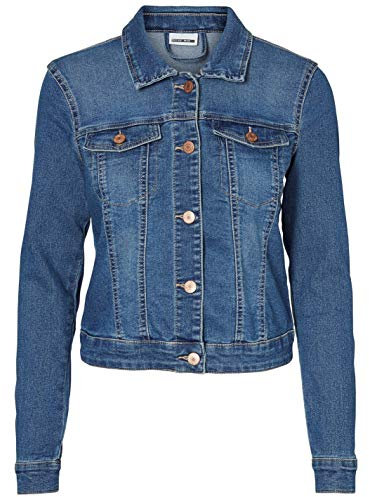 Noisy may Damen Kurze Jeansjacke Basic Denim Übergangsjacke Stoned Washed Jacket NMDEBRA