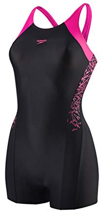 Speedo Mädchen Swimwear Boom Splice Legsuit, Black/Electric Pink, 116, 8-10845B344