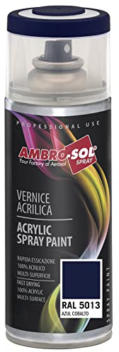 Ambro-Sol - Mehrzweck Acryllack Spray V4005013, Hochglanzfarbe für Innen und Außen, Acryl Spray für Alle Materialien, 400 ml Recyclebare Acryl Sprühfarbe Weißblech-Sprühdose - Kobaltblau
