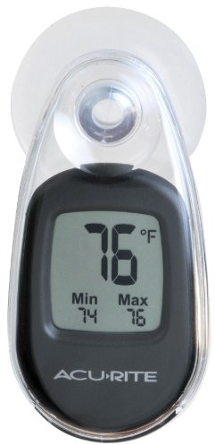 AcuRite 00318 Indoor Outdoor Suction Cup Digital Thermometer, Black