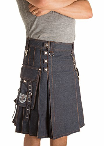 Damn Near Kilt 'Em Mens Smithy Utility - Cargo Kilt Indigo