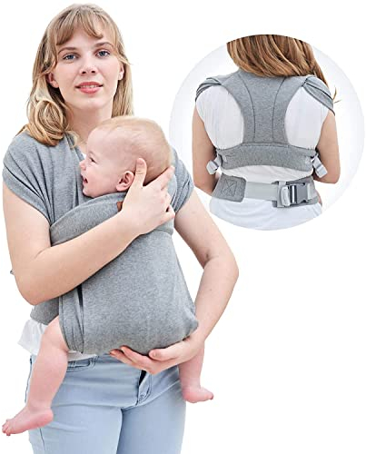 Babytrage Neugeborene ab Geburt, Bauchtragen Tragetasche grau