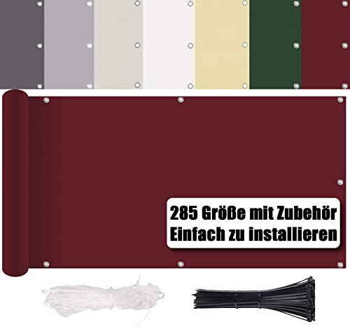 Protección visual para balcón, sin necesidad de taladrar, protección contra el viento y los rayos UV, 260 g/m², con accesorios de montaje, 100 % poliéster, revestimiento de balcón, revestimiento de