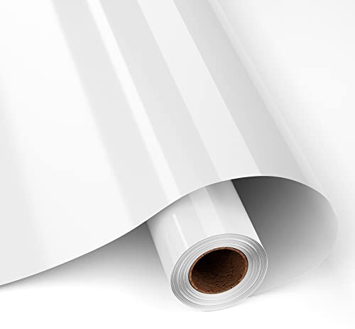 HKC HTV Flexfolie plotter textil, 30 x 8 cm, textilfolie för plotter och ogräs stryka på värmeöverföring vinyl, används i gör-det-själv-kläder och andra tyger (vit)