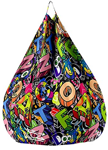 Highdi Graffiti Pouf Poltrona Sacco, Bambini e Adulti Beanbag Fodera per Sacco di Fagioli per Decorazione della Soggiorno Camera Giardino Salotto Balcone Senza Ripieno (Lettera,100 * 120cm)