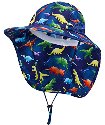 WAWSAM Jungen Sonnenhut Verstellbarer Dinosaurier Baby Strohhut für Campingangeln im Freien - Leichter Strandhut