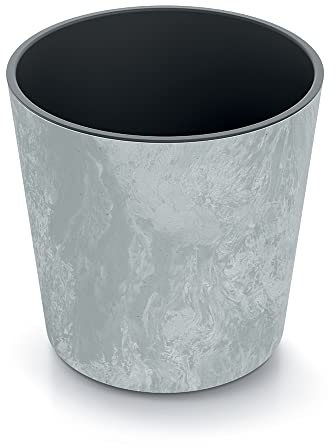 Tymar Blumentopf mit Einsatz, Gross Blumenkübel aus Kunststoff, Übertopf, Runde Form, Innen- und Außenbereich (Beton; ø 25 cm)