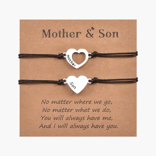 MANVEN Bracelet Mère Fils Cadeau Maman Fils Fête des Mères Anniversaire