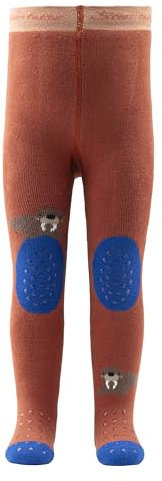 Sterntaler Baby Krabbelstrumpfhose mit Motiv Walross, Junge - Anti-Rutsch-Noppen an Knie, Spann und Sohle - Krabbelhose Baby - lehmbraun, 80