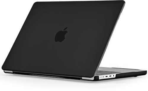 EooCoo Hülle kompatibel mit Hülle kompatibel für MacBook Pro 16 Zoll (2021-2024) Pro/Max M4 A3186 A3403/ M3 A2991/ M2 A2780/ M1 A2485 mit Touch ID, Hartschalen Schutzhülle Kunststoff Matt, Schwarz