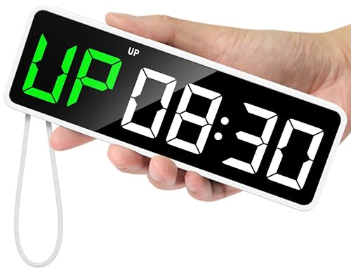 REACHER Reloj temporizador portátil de gimnasio para garaje en casa, cuenta regresiva/arriba, cronómetro, temporizador de intervalo de entrenamiento con batería potente, imán fuerte, volumen