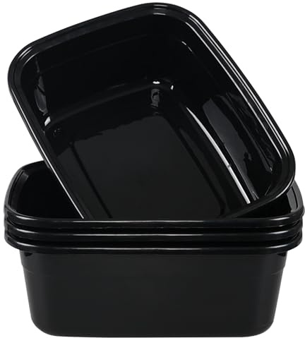 Xeabia 4 Packs Plastic Washing Up Bowls, Rectangular Wash Basin, 14 Litres