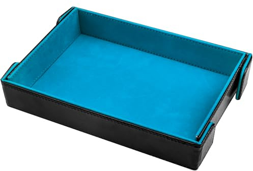 SIQUK Rettangolo Tavola per Dadi Vassoio per Dadi Magnetico PU e Velluto Tavola Dadi Pieghevole Dice Tray per DND RPG, Blu Cielo