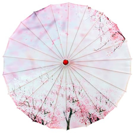 OAJABBGE MultiPurpose Bamboos Silk Umbrella Decorative Parasol For Traditional Celebration And Everyday Use 82cm Diameter
