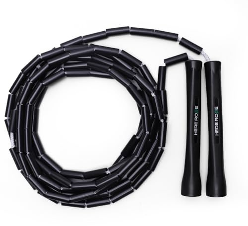 hererope - Cuerda de saltar ajustable con cuentas para adultos y niños, cuerda de saltar con cuentas de 10 pies con asas irrompibles y cuentas inastillables para un mejor entrenamiento de fitness