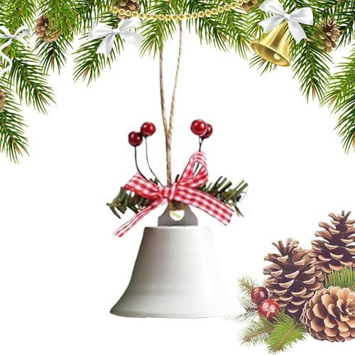Campanas de Navidad Vintage,Campanas de Navidad Decorativas - de de Metal - navideñas, cascabeles con Lazo navideño/Bayas para Puertas, Salones, porches