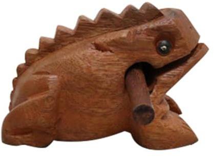 Bosiyrggrl Carved Croaking Wood Percussion Musical Sound Wood Frog Tone Block Toys About 27x7x7cm