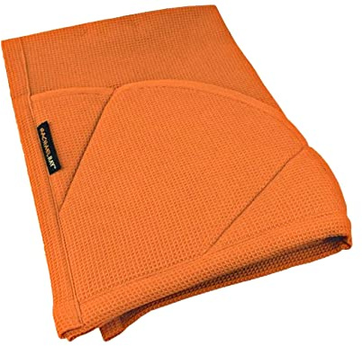 Rachael Ray Moppine Towel - 2-in-1 Kitchen Towel and Pot Holder with 2 Heat Resistant Pockets to Grip Hot Cookware, Bakeware -Absorbent Kitchen Towels Perfect for Drying Dishes and Hands,Burnt Orange