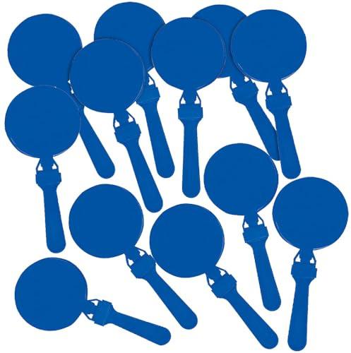 Fun Express Blue Round Clapper Noisemakers - Vibrant Toys and Party Accessories for Events Celebrations and Team Spirit - Fun Hand Clappers to Energize Your Crowd and Make Noise - Set of 12 Pieces