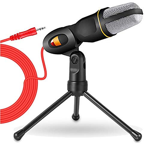 HKBTCH PC Microphone with Tripod Stand, 3.5mm Jack Recording Condenser Microphone Compatible with PC, Laptop, iPhone, iPad, Mac-Recorder Singing YouTube Skype Gaming