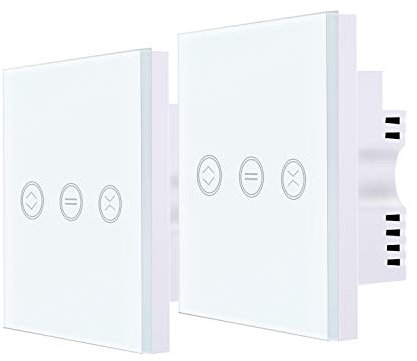 Useelink Smart Roller Shutter curtain Switch 10A 220V Compatible with Alexa/Google Home Blind Switch, Roller Shutter Timer remote control by app and devices share with family White (Pack of 2)