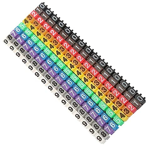 Kabelmarkierungsrohr, 150 Stück 0-9 Kabel Kabelmarkierungsset 10 Farben Nummernrohr Farbcodierte Kabel aus Kunststoff Drahtnummer-Etikett Rohrkabelmarkierer-Set zur Digitaler Kabelmarkierer(1.5MM)