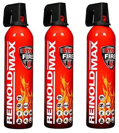 IWH Feuerlöschspray STOPFIRE A+F - Schaumlöscher ideal für Camping, Auto, Haus und Freizeit | Kleines Feuerlöschspray ideal auch für unterwegs | Inhalt: 3x750 ml; – mit Sticker