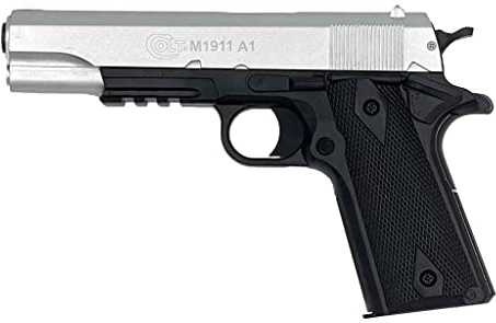 CyberGun Pistolet à Billes Airsoft- Colt 1911 hpa Bicolor modèle à Ressort(Spring)-Couleur:Noir/Argent-Culasse métal-Puissance 0.5 Joule