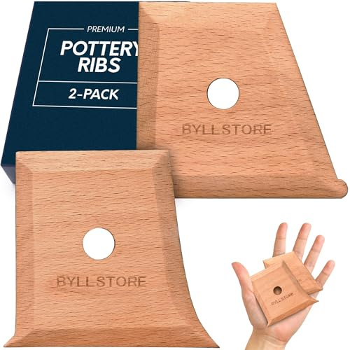 Byllstore Lergods fotformningsverktyg och texturribbor | 2, 3 och 5-pack | Texturtrimning för lera och keramik | Massivt bokträ | (2-pack)